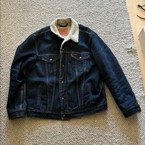 Levi's Dark Blue Denim Jacket with Sherpa Collar